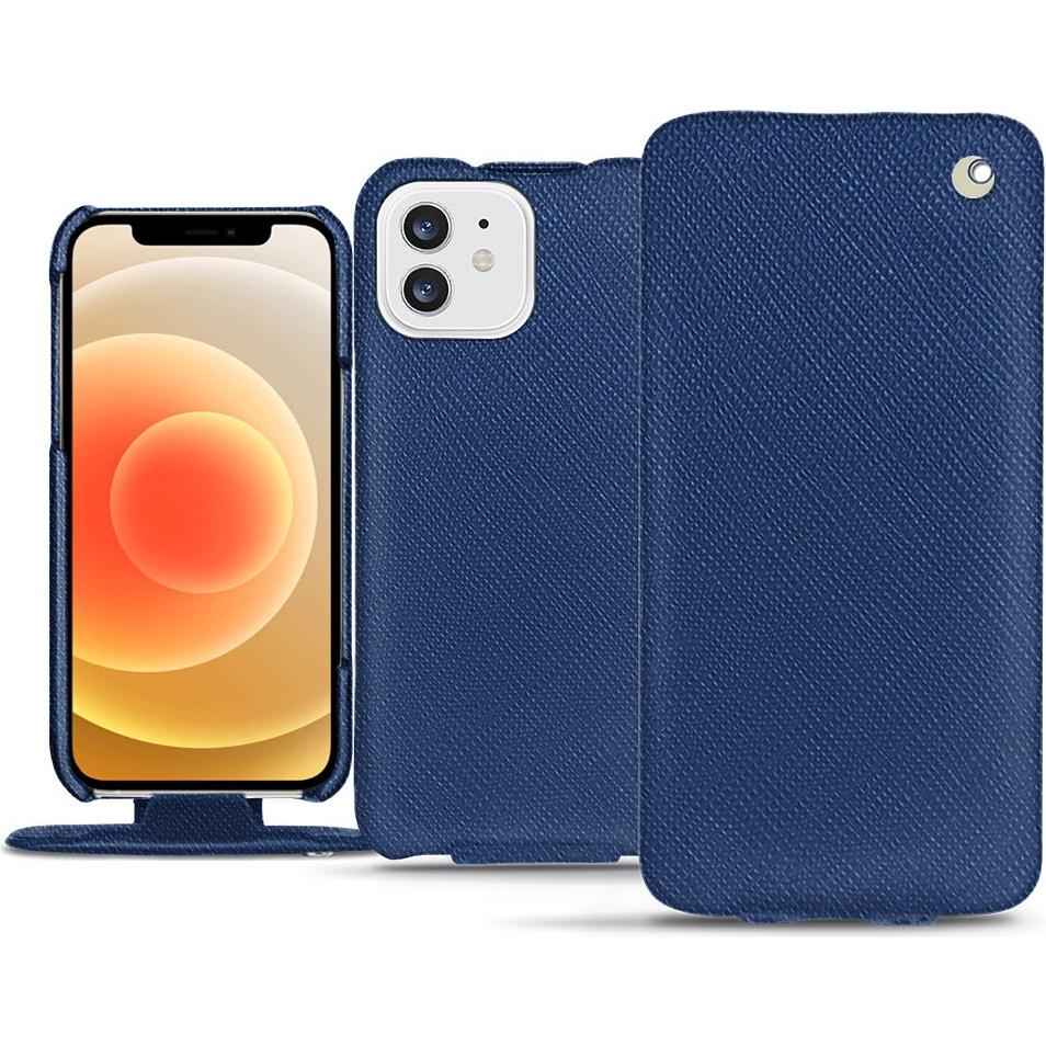 Noreve Lederschutzhülle vertikal (Apple iPhone 12), Smartphone Hülle, Blau