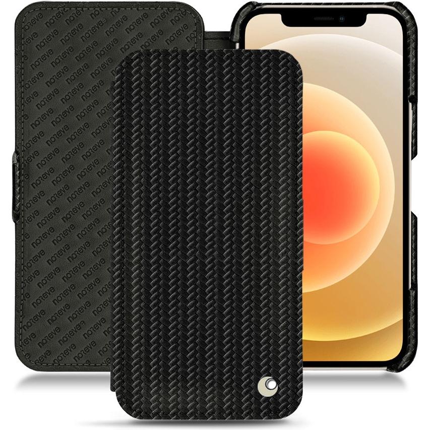Thumbnail - Noreve Lederschutzhülle horizontal (Apple iPhone 12), Smartphone Hülle, Schwarz