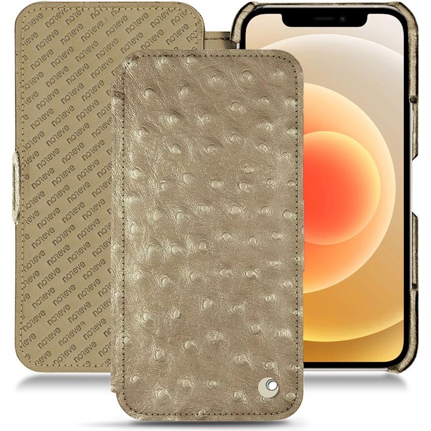 Noreve Lederschutzhülle horizontal (Apple iPhone 12), Smartphone Hülle, Beige