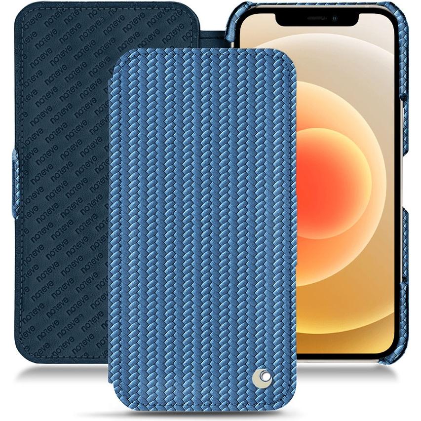 Noreve Lederschutzhülle horizontal (Apple iPhone 12), Smartphone Hülle, Blau