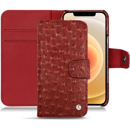 Noreve Lederschutzhülle Wallet (Apple iPhone 12 mini), Smartphone Hülle, Rot