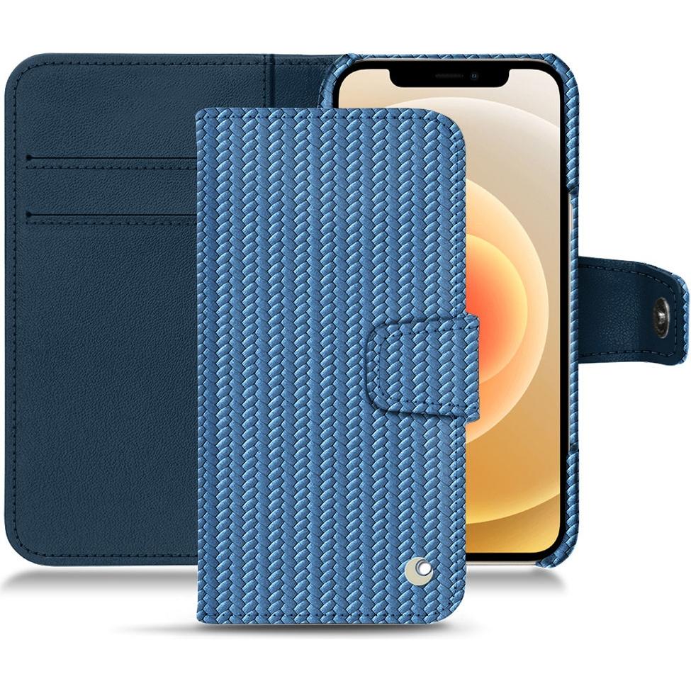 Noreve Lederschutzhülle Wallet (Apple iPhone 12 mini), Smartphone Hülle, Blau