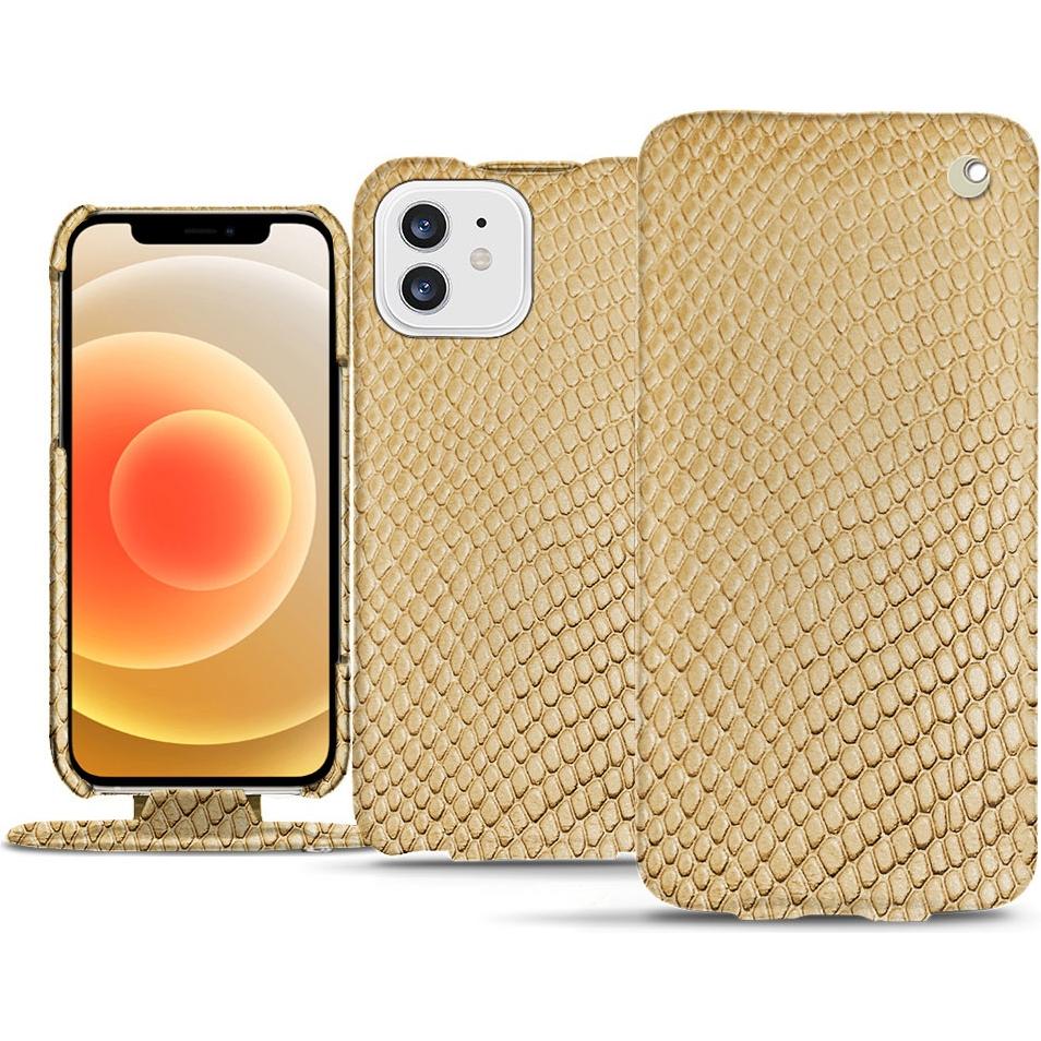 Noreve Lederschutzhülle vertikal (Apple iPhone 12 mini), Smartphone Hülle, Beige