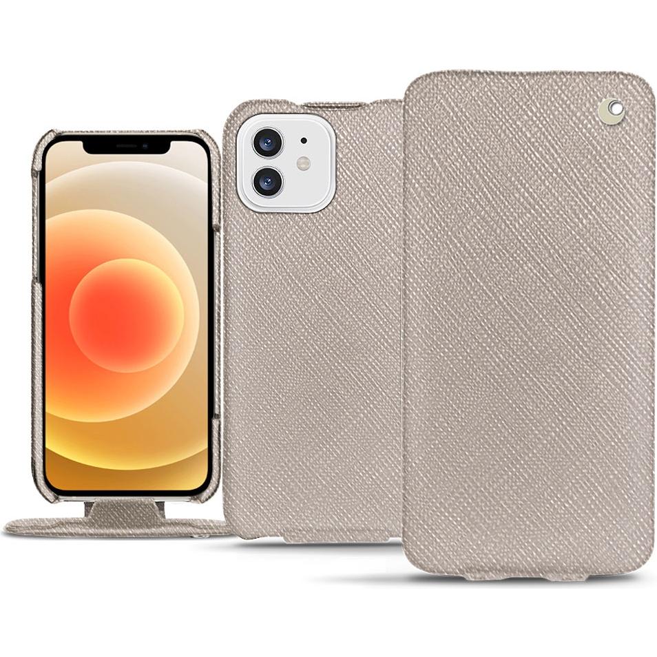 Noreve Lederschutzhülle vertikal (Apple iPhone 12 mini), Smartphone Hülle, Beige