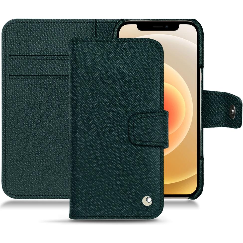 Noreve Lederschutzhülle Wallet (Apple iPhone 12 mini), Smartphone Hülle, Grün
