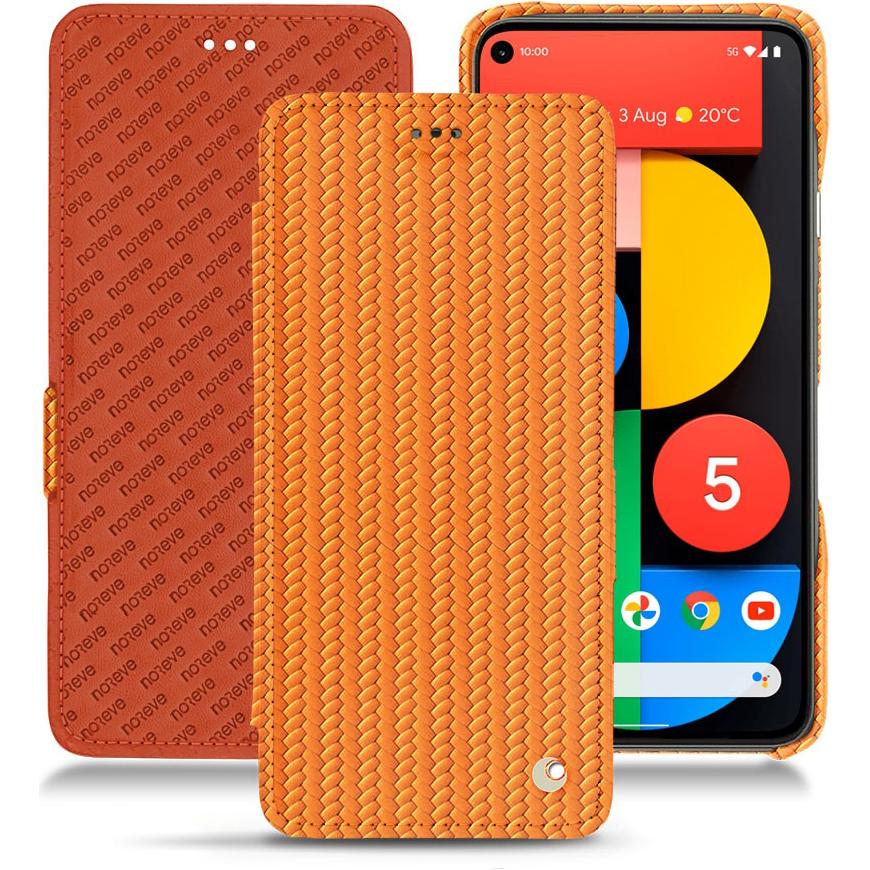 Noreve Lederschutzhülle horizontal (Google Pixel 6 Pro, Google Pixel 5), Smartphone Hülle, Orange