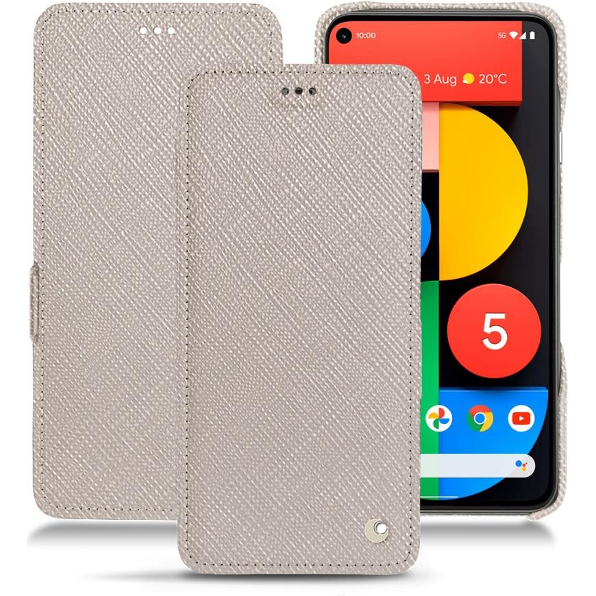 Noreve Lederschutzhülle horizontal (Google Pixel 5, Google Pixel 6 Pro), Smartphone Hülle, Beige