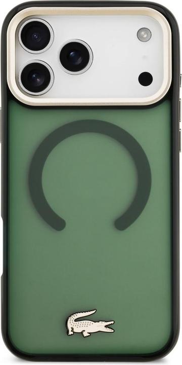 Produktbild Lacoste Shockproof Transparent Frosted Gold Logo MagSafe case for iPhone 17 Pro Max sinople (Apple iPhone 17 Pro Max)