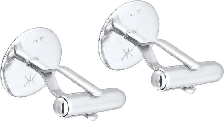 Actual product image Kuzzoi Cufflink Basic Round Classic Geo Enamel Blue 925 Silver (925 sterling silver, Enamel)