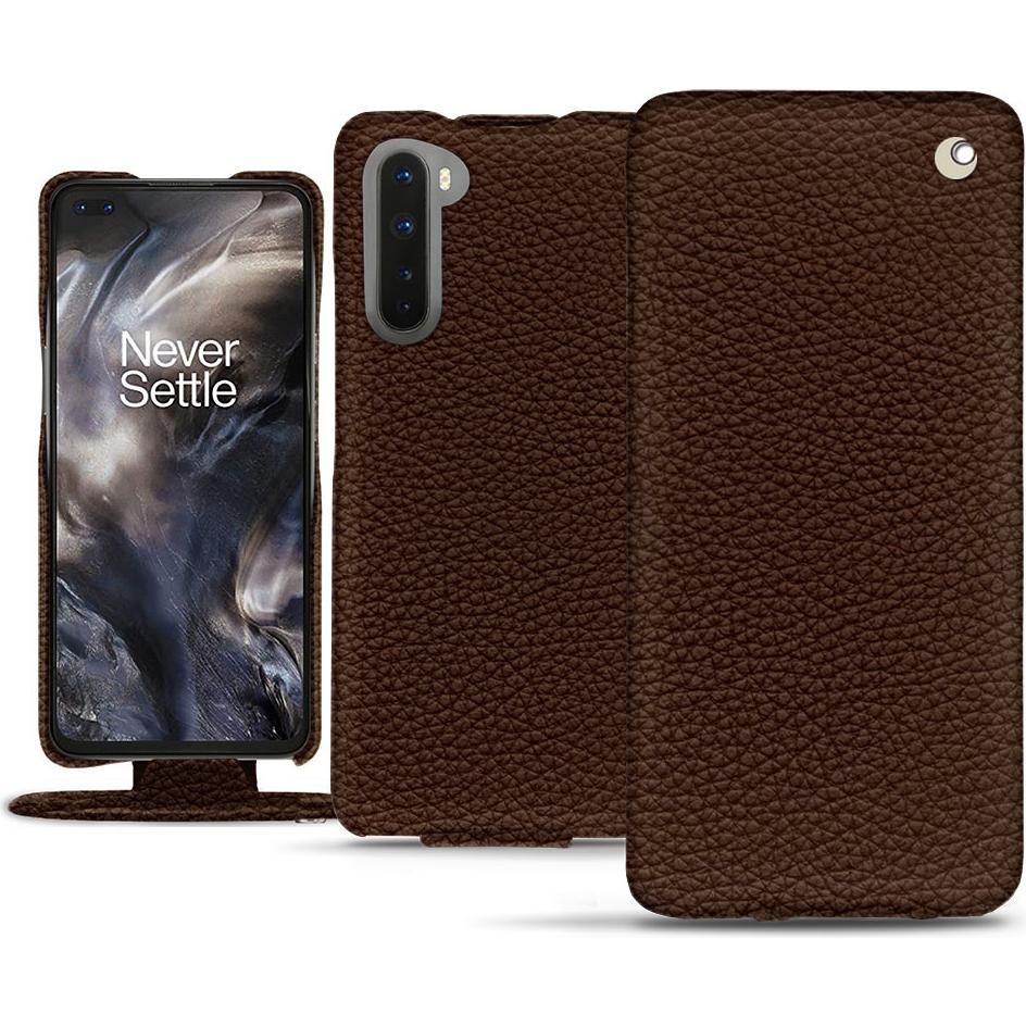 Noreve Lederschutzhülle vertikal (OnePlus Nord), Smartphone Hülle, Braun