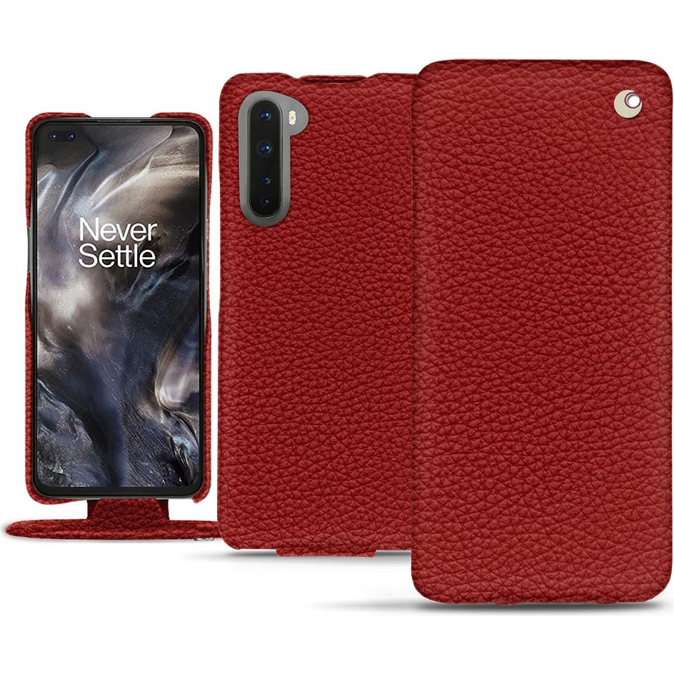 Thumbnail - Noreve Lederschutzhülle vertikal (OnePlus Nord), Smartphone Hülle, Rot