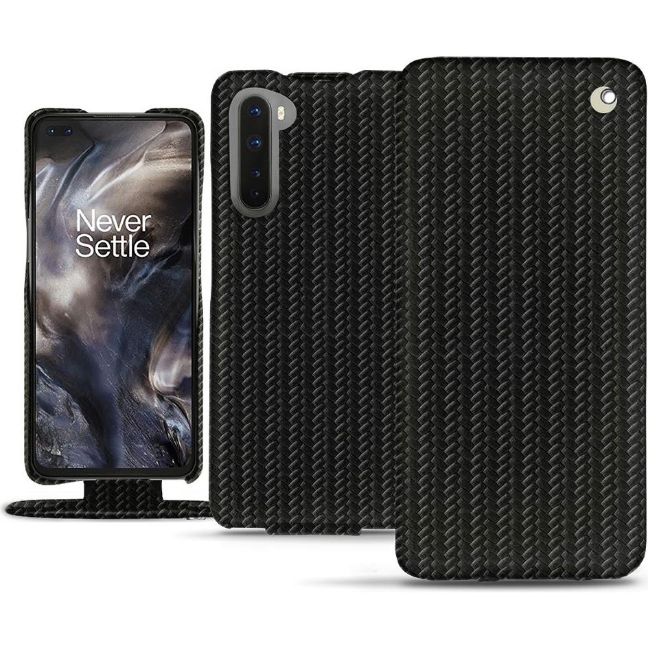 Noreve Lederschutzhülle vertikal (OnePlus Nord), Smartphone Hülle, Schwarz