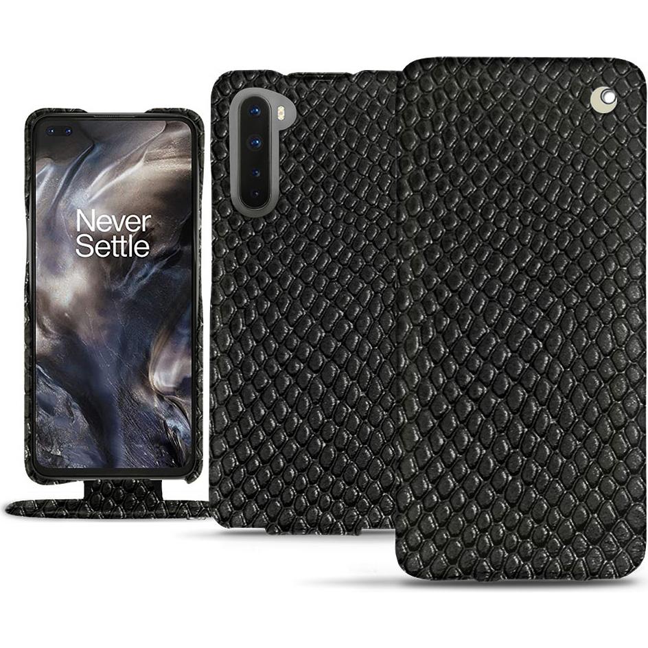 Noreve Lederschutzhülle vertikal (OnePlus Nord), Smartphone Hülle, Schwarz