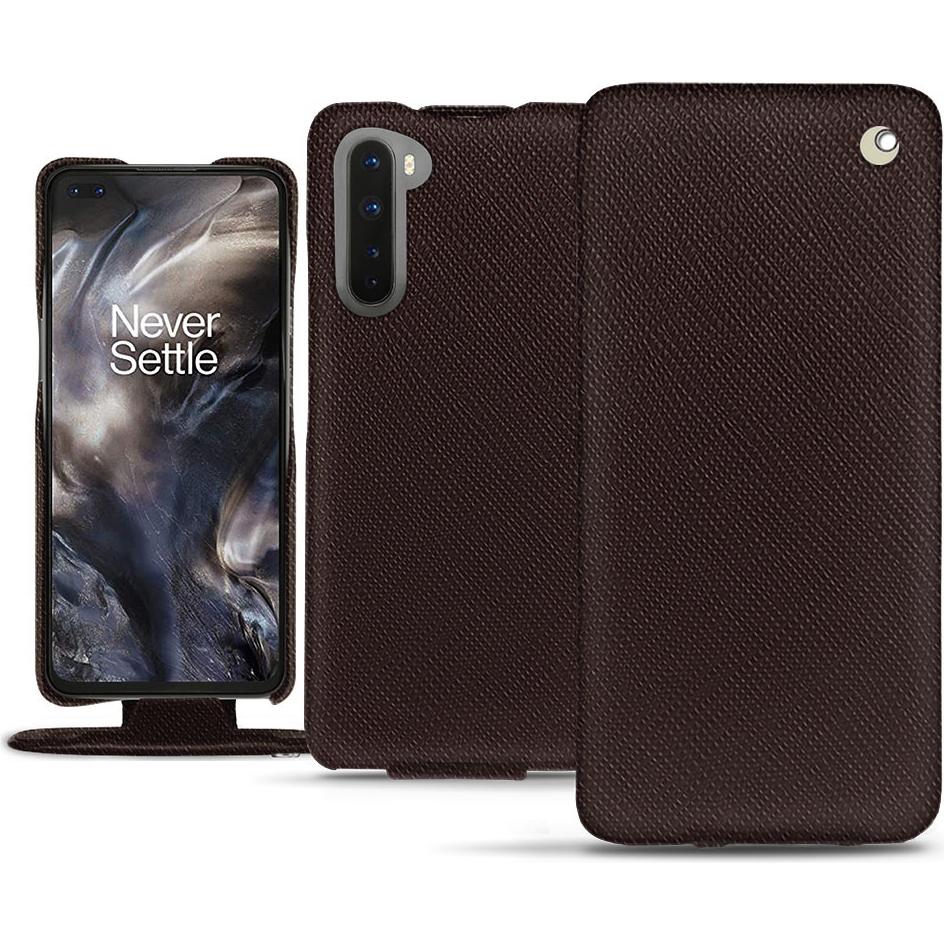 Noreve Lederschutzhülle vertikal (OnePlus Nord), Smartphone Hülle, Braun