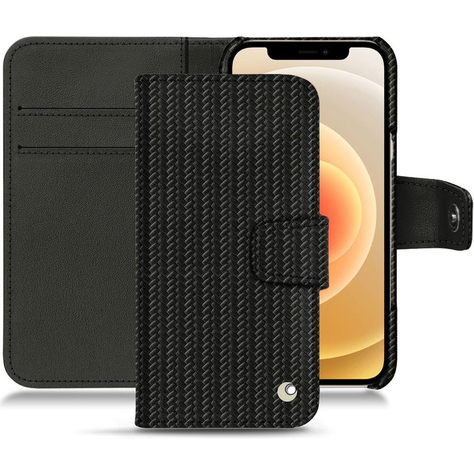 Noreve Lederschutzhülle Wallet (Apple iPhone 12 mini), Smartphone Hülle, Schwarz
