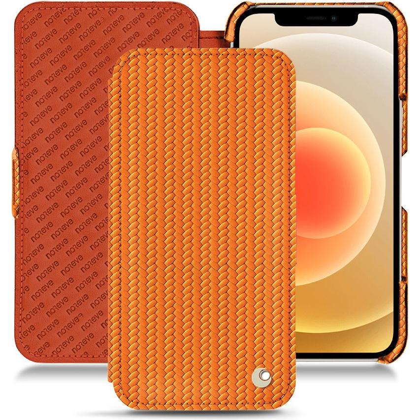 Thumbnail - Noreve Lederschutzhülle horizontal (Apple iPhone 12), Smartphone Hülle, Orange