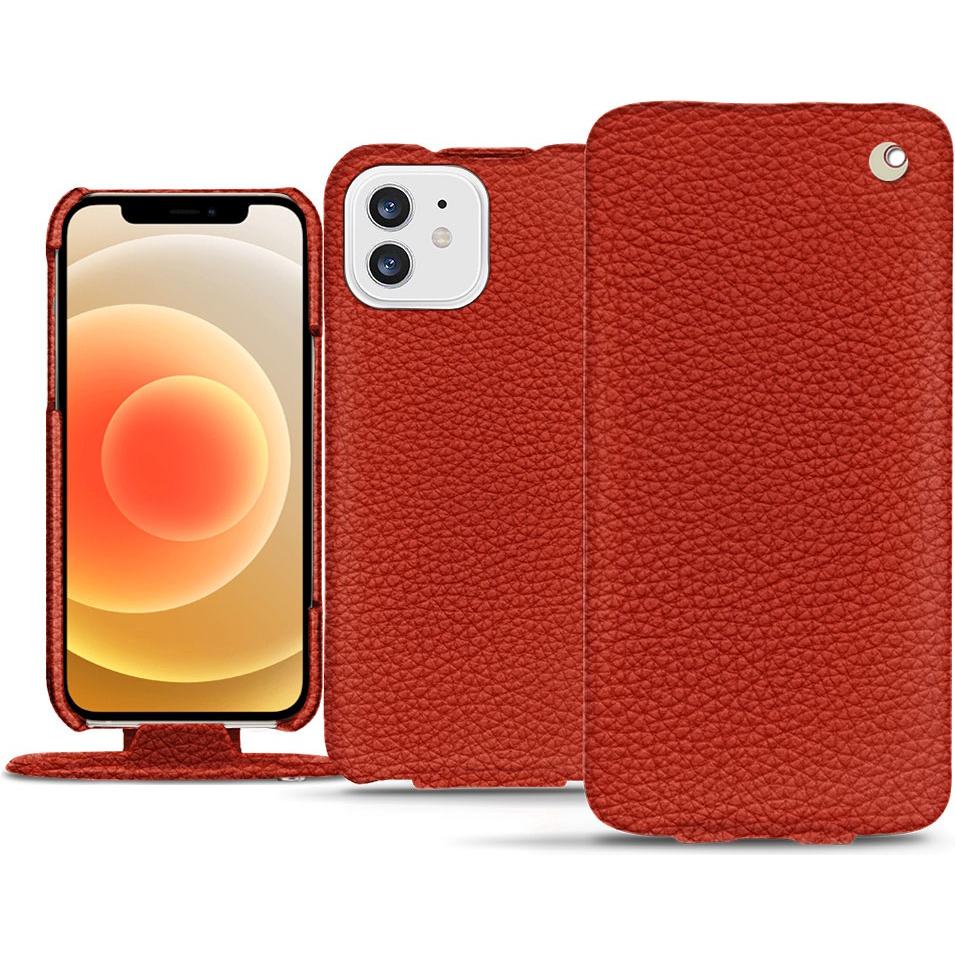 Noreve Lederschutzhülle vertikal (Apple iPhone 12 mini), Smartphone Hülle, Orange