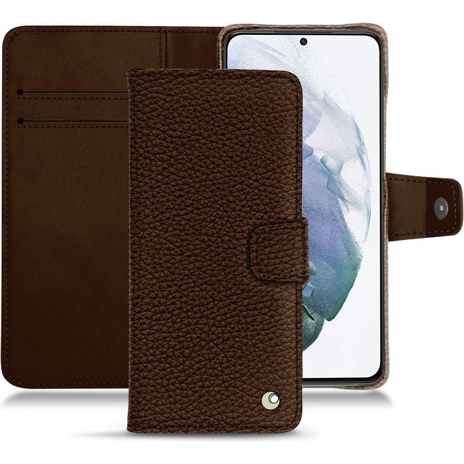 Noreve Lederschutzhülle Wallet (Samsung Galaxy S21+), Smartphone Hülle, Braun