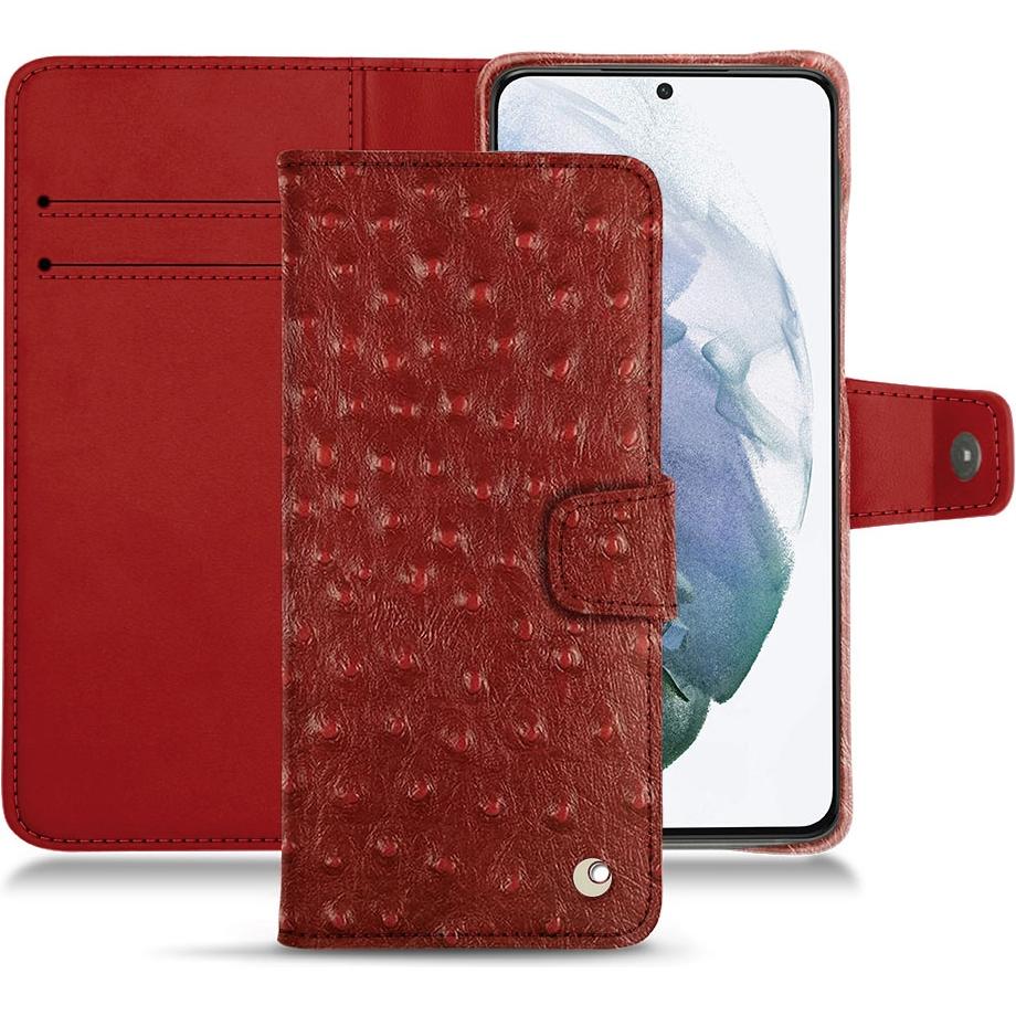 Noreve Lederschutzhülle Wallet (Samsung Galaxy S21+), Smartphone Hülle, Rot