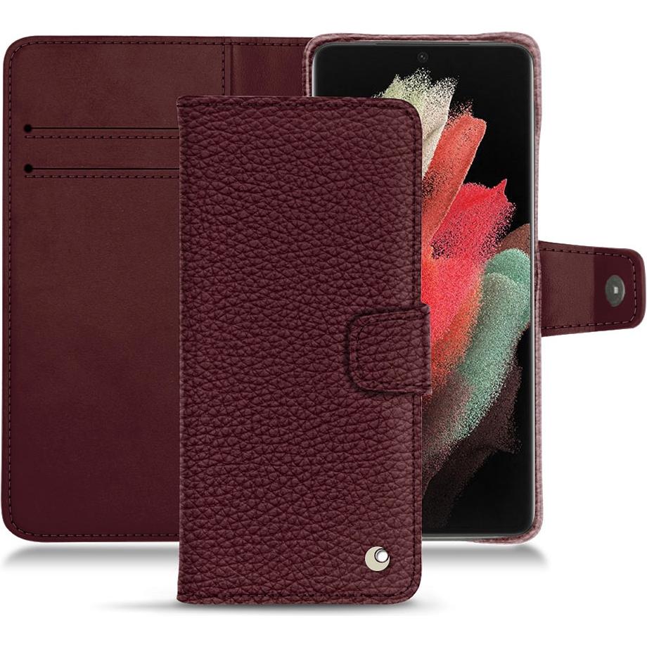 Noreve Lederschutzhülle Wallet (Samsung Galaxy S21 Ultra), Smartphone Hülle, Violett
