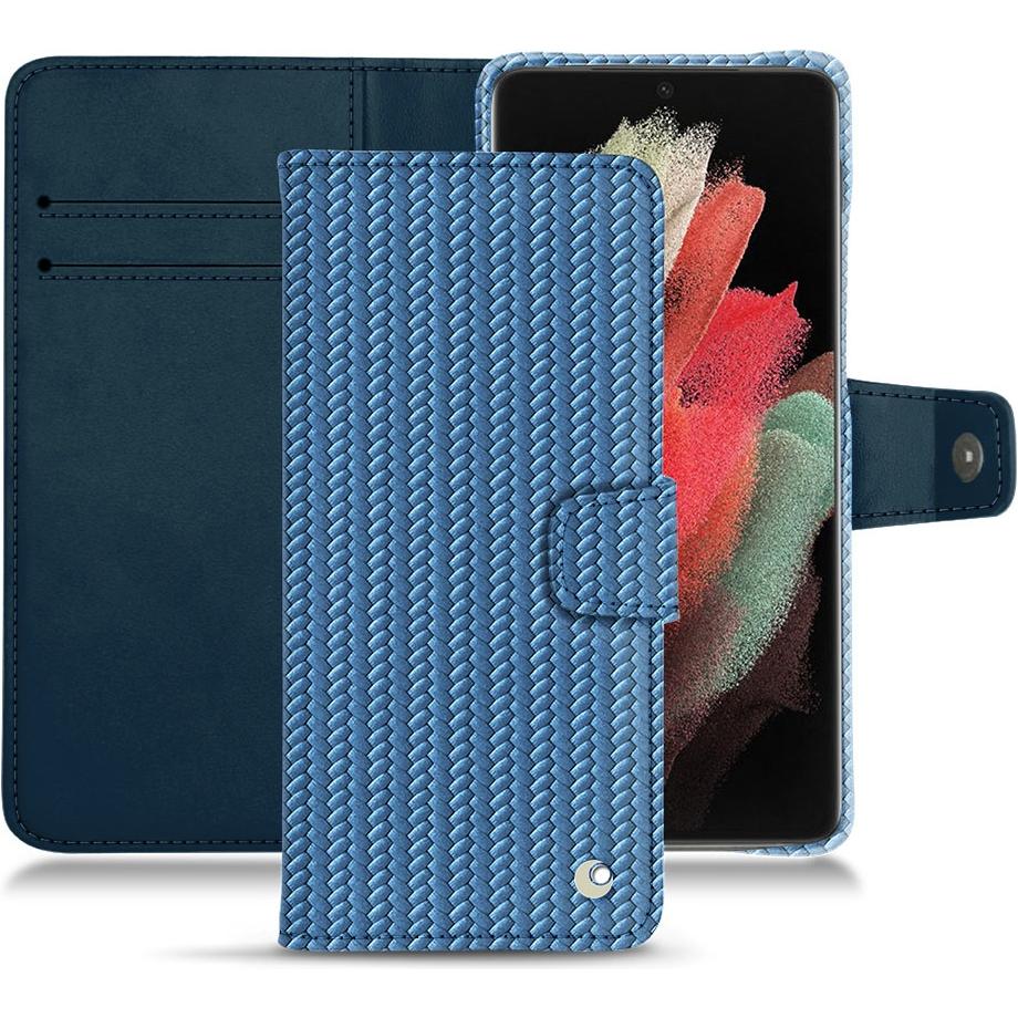 Thumbnail - Noreve Lederschutzhülle Wallet (Samsung Galaxy S21 Ultra), Smartphone Hülle, Blau