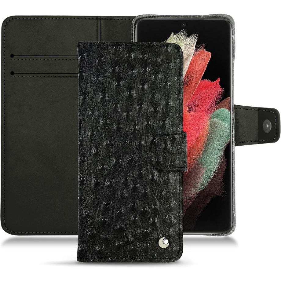 Noreve Lederschutzhülle Wallet (Samsung Galaxy S21 Ultra), Smartphone Hülle, Schwarz