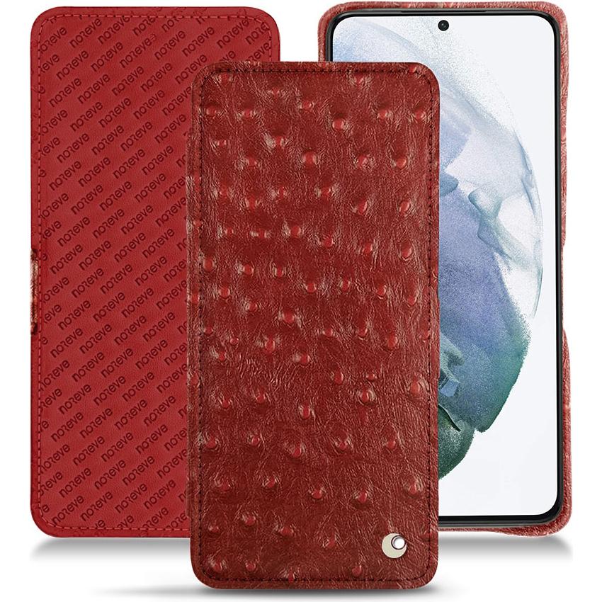 Noreve Lederschutzhülle horizontal (Samsung Galaxy S21+), Smartphone Hülle, Rot