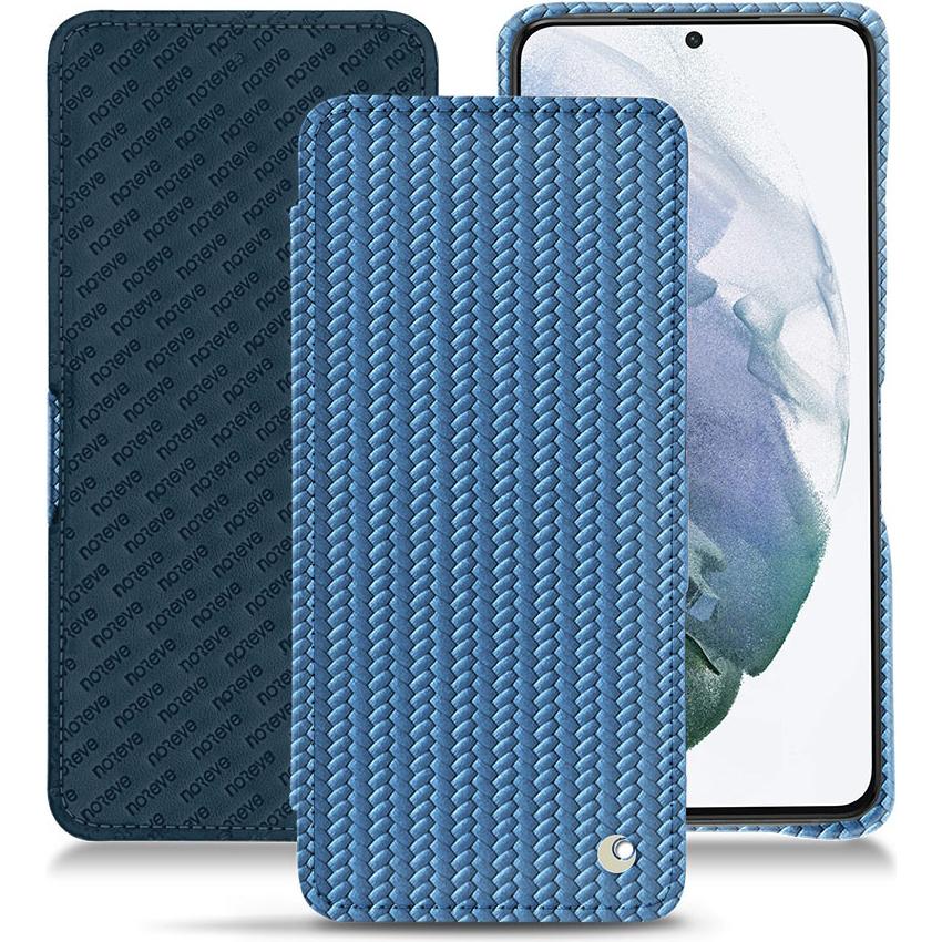 Noreve Lederschutzhülle horizontal (Samsung Galaxy S21+), Smartphone Hülle, Blau