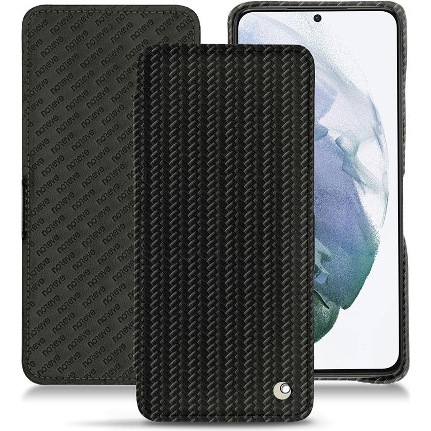 Noreve Lederschutzhülle horizontal (Samsung Galaxy S21+), Smartphone Hülle, Schwarz