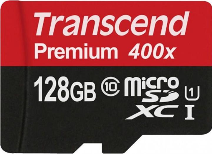 Image du produit Transcend microSDXC 400x avec adaptateur (128 Go, microSDXC, U1, UHS-I)