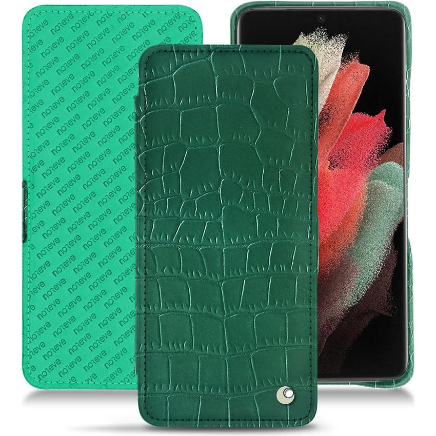 Thumbnail - Noreve Lederschutzhülle horizontal (Samsung Galaxy S21 Ultra), Smartphone Hülle, Grün