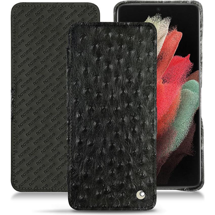 Noreve Lederschutzhülle horizontal (Samsung Galaxy S21 Ultra), Smartphone Hülle, Schwarz