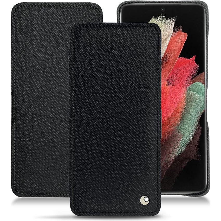 Noreve Lederschutzhülle horizontal (Samsung Galaxy S21 Ultra), Smartphone Hülle, Schwarz