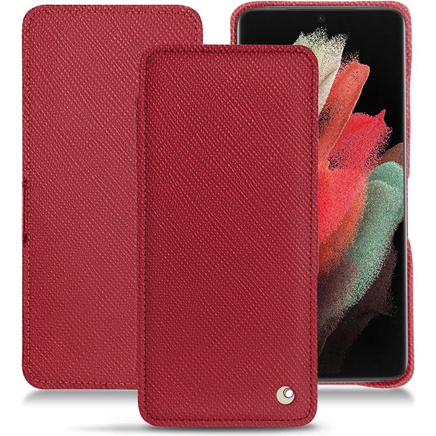 Noreve Lederschutzhülle horizontal (Samsung Galaxy S21 Ultra), Smartphone Hülle, Rot