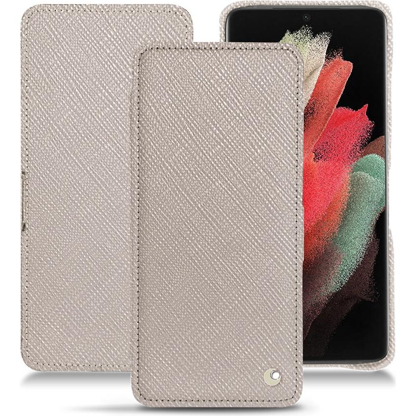Noreve Lederschutzhülle horizontal (Samsung Galaxy S21 Ultra), Smartphone Hülle, Beige