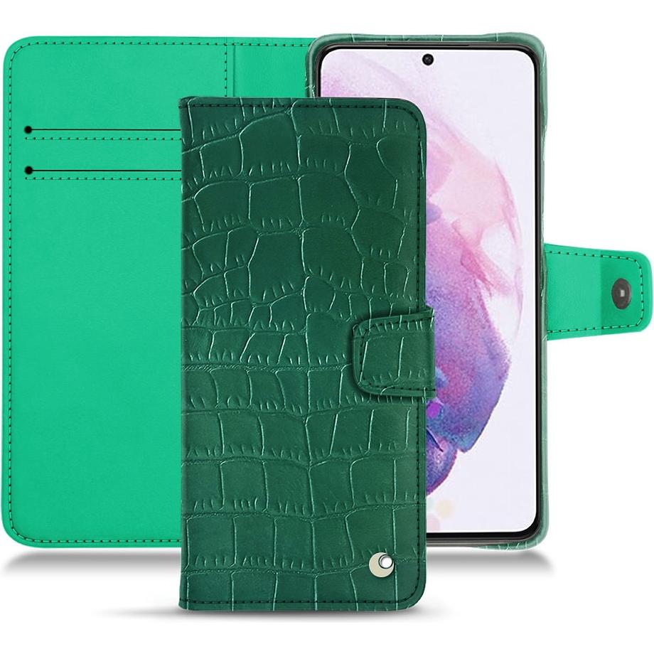 Noreve Lederschutzhülle Wallet (Samsung Galaxy S21), Smartphone Hülle, Grün