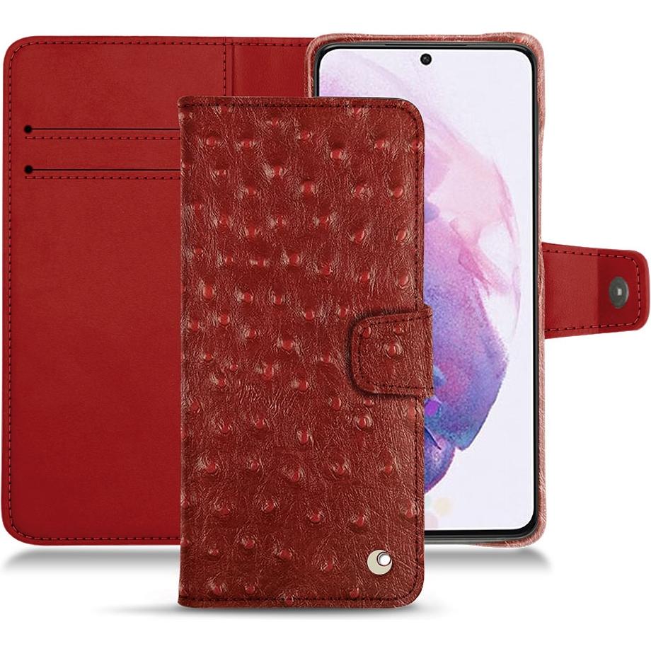 Noreve Lederschutzhülle Wallet (Samsung Galaxy S21+), Smartphone Hülle, Rot