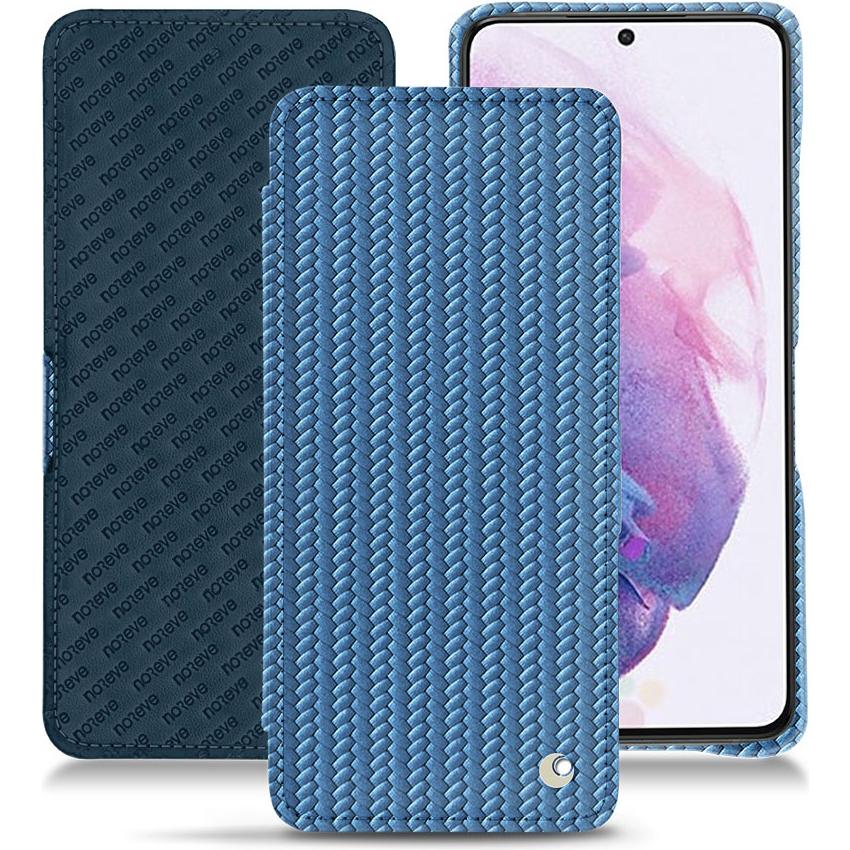 Noreve Lederschutzhülle horizontal (Samsung Galaxy S21), Smartphone Hülle, Blau