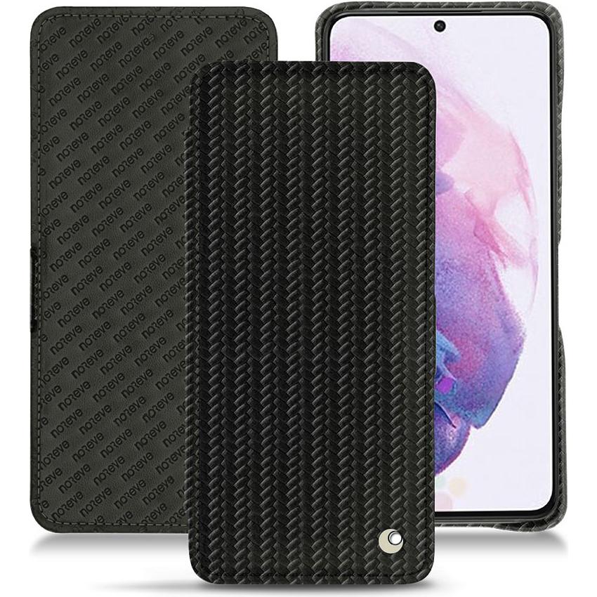 Noreve Lederschutzhülle horizontal (Samsung Galaxy S21), Smartphone Hülle, Schwarz