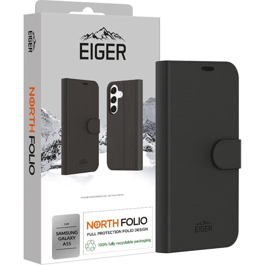 Eiger North Folio Bookcase (Samsung Galaxy A15 5G), Smartphone Hülle, Schwarz