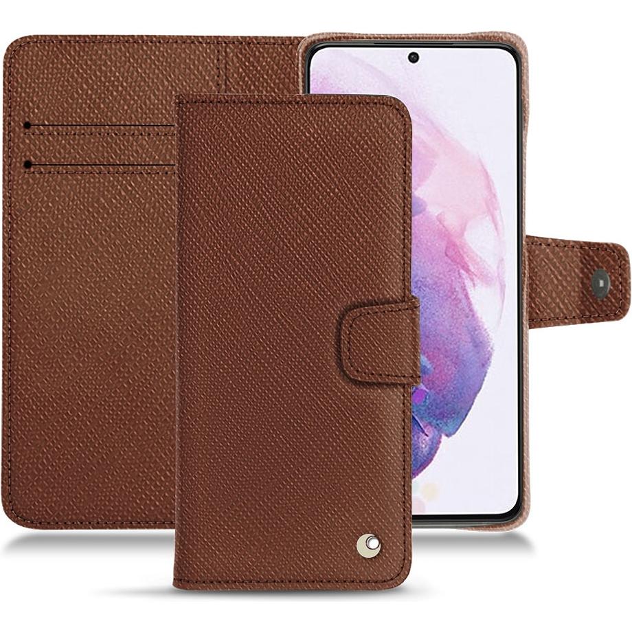 Noreve Lederschutzhülle Wallet (Samsung Galaxy S21), Smartphone Hülle, Braun
