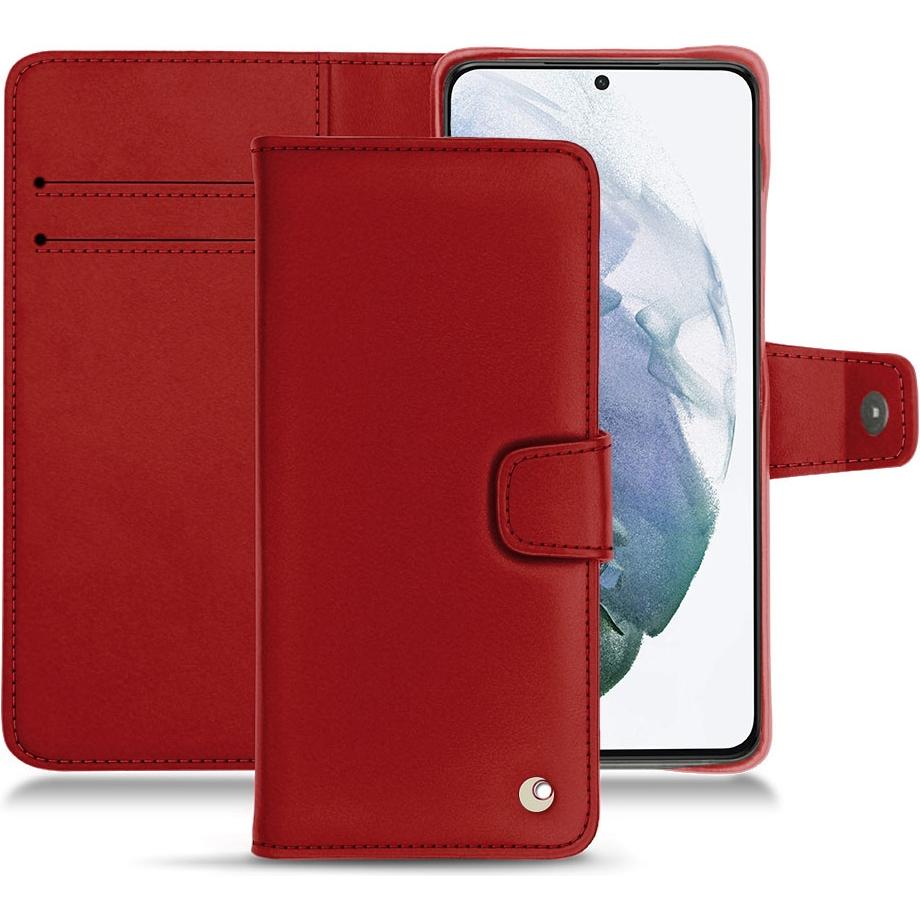 Noreve Lederschutzhülle Wallet (Samsung Galaxy S21+), Smartphone Hülle, Rot