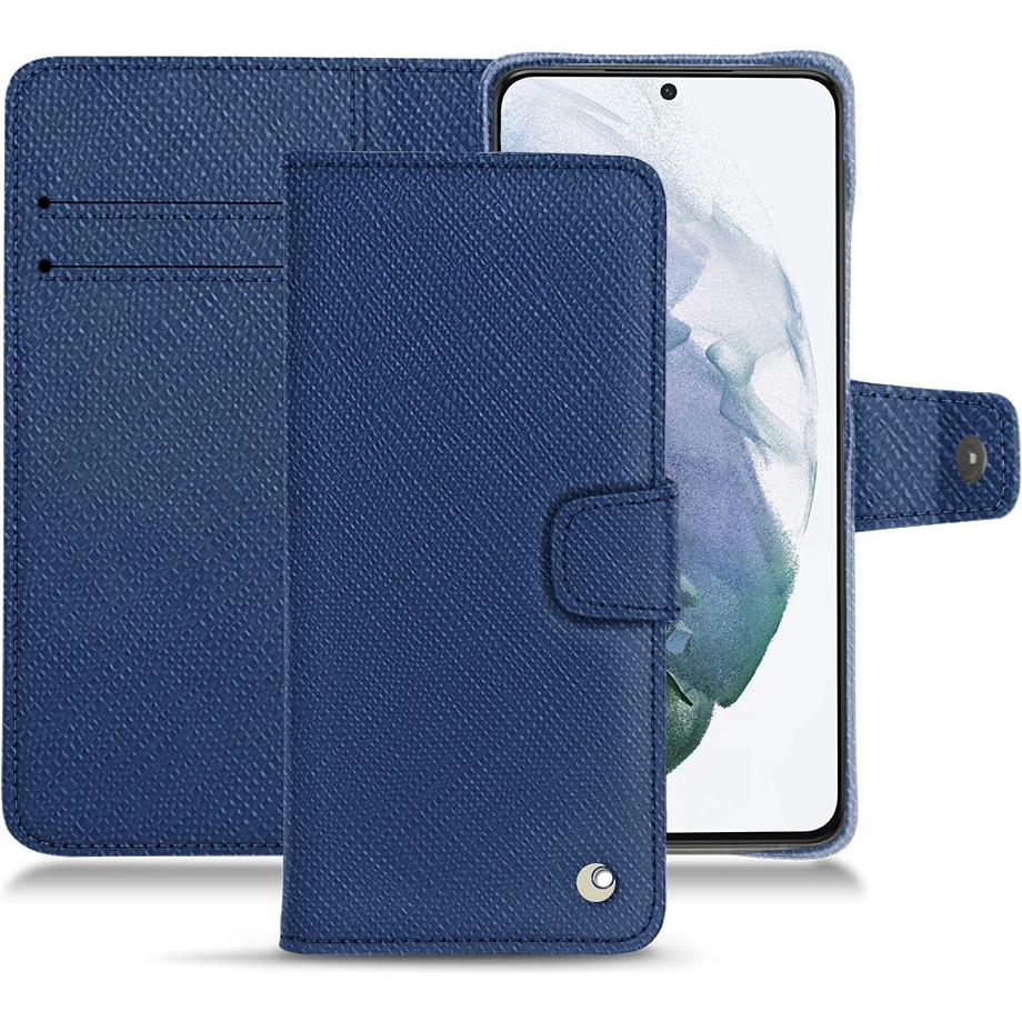 Noreve Lederschutzhülle Wallet (Samsung Galaxy S21+), Smartphone Hülle, Blau