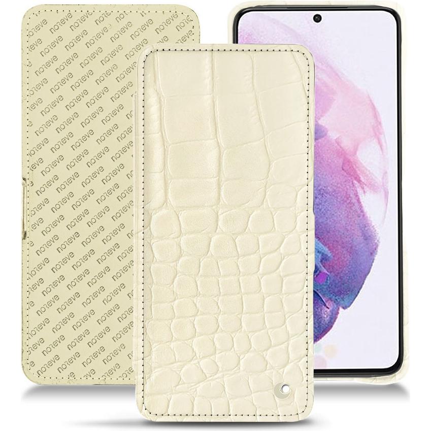 Noreve Lederschutzhülle horizontal (Samsung Galaxy S21), Smartphone Hülle, Weiss
