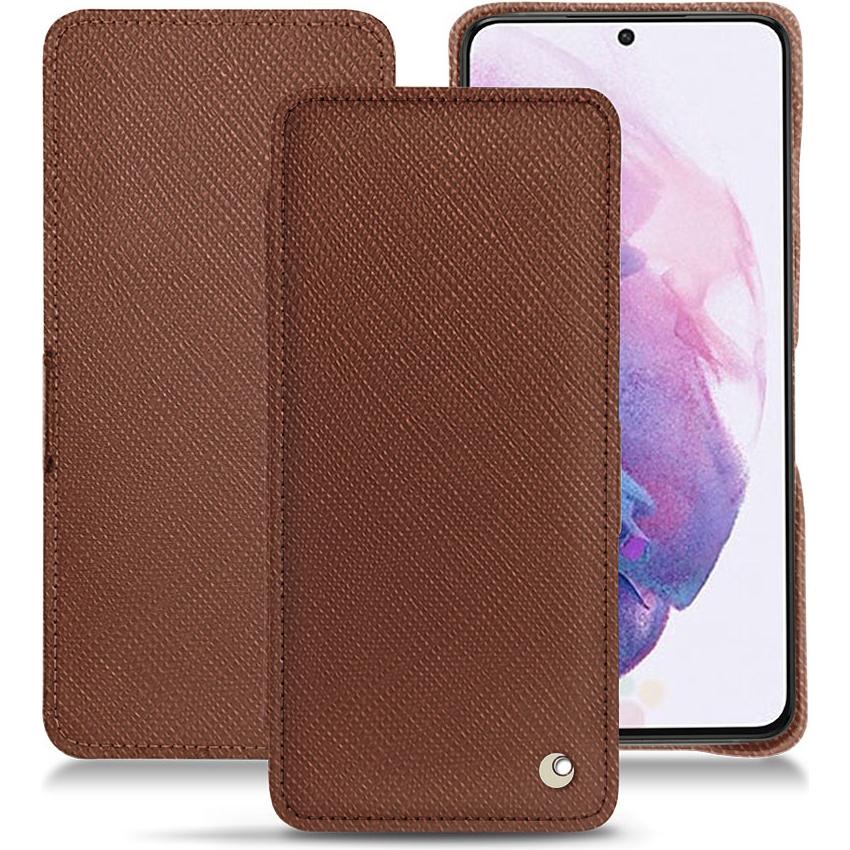 Noreve Lederschutzhülle horizontal (Samsung Galaxy S21), Smartphone Hülle, Braun