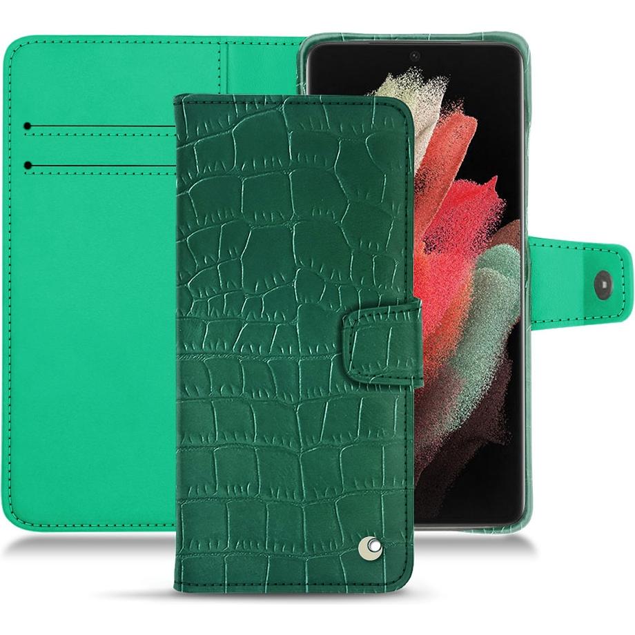 Thumbnail - Noreve Lederschutzhülle Wallet (Samsung Galaxy S21 Ultra), Smartphone Hülle, Grün