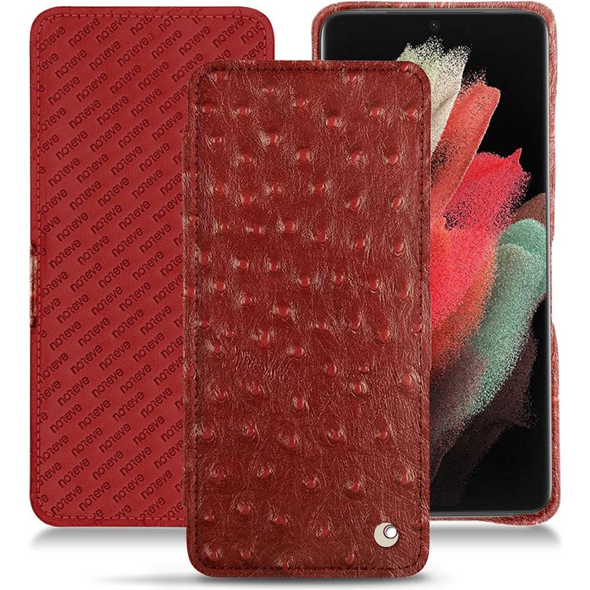 Noreve Lederschutzhülle horizontal (Samsung Galaxy S21 Ultra), Smartphone Hülle, Rot