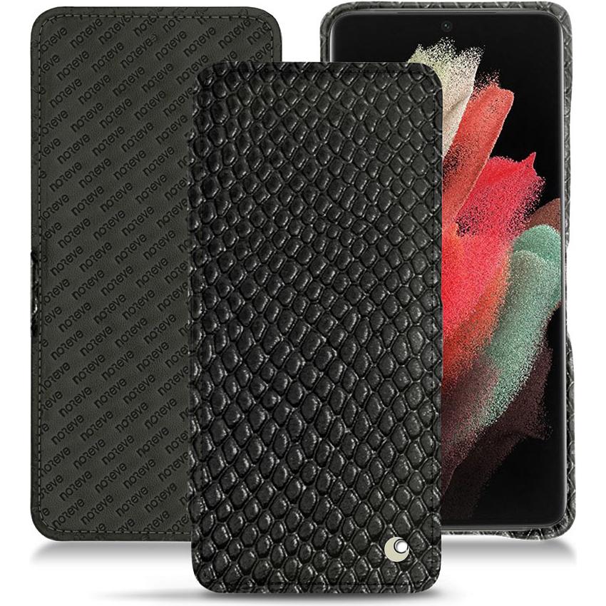 Noreve Lederschutzhülle horizontal (Samsung Galaxy S21 Ultra), Smartphone Hülle, Schwarz