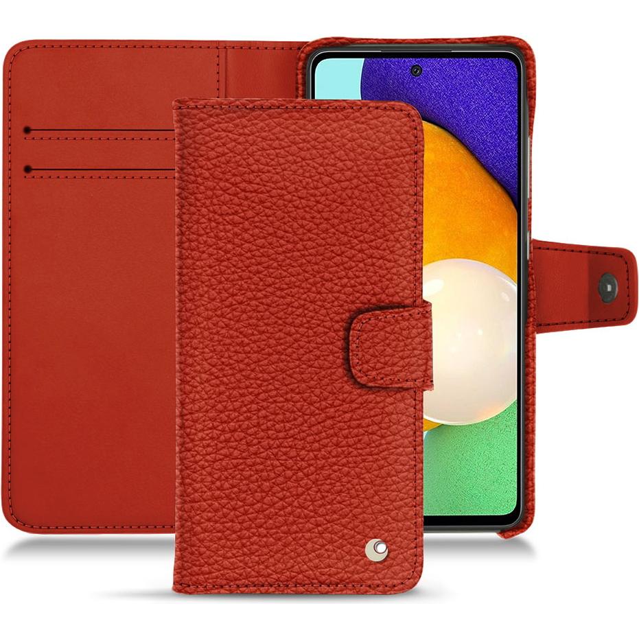 Noreve Lederschutzhülle Wallet (Samsung Galaxy A52), Smartphone Hülle, Orange