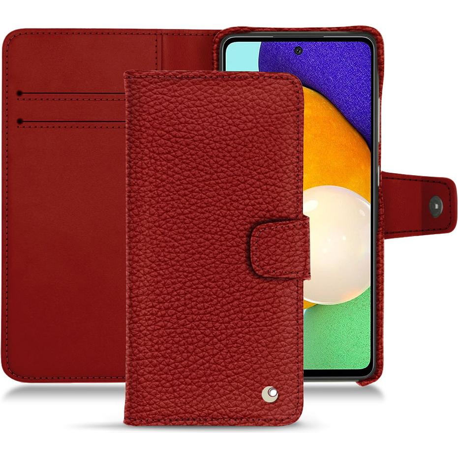 Noreve Lederschutzhülle Wallet (Samsung Galaxy A52), Smartphone Hülle, Rot